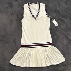 Tory Sport Cream and Black Tennis Dress